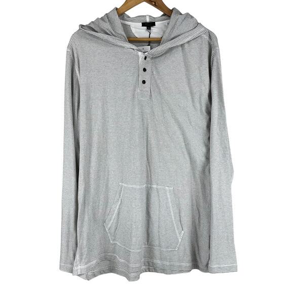 Rails Men's Weston Cream Navy Striped Hooded Long Sleeve DAMAGED Size XXL - Picture 1 of 11
